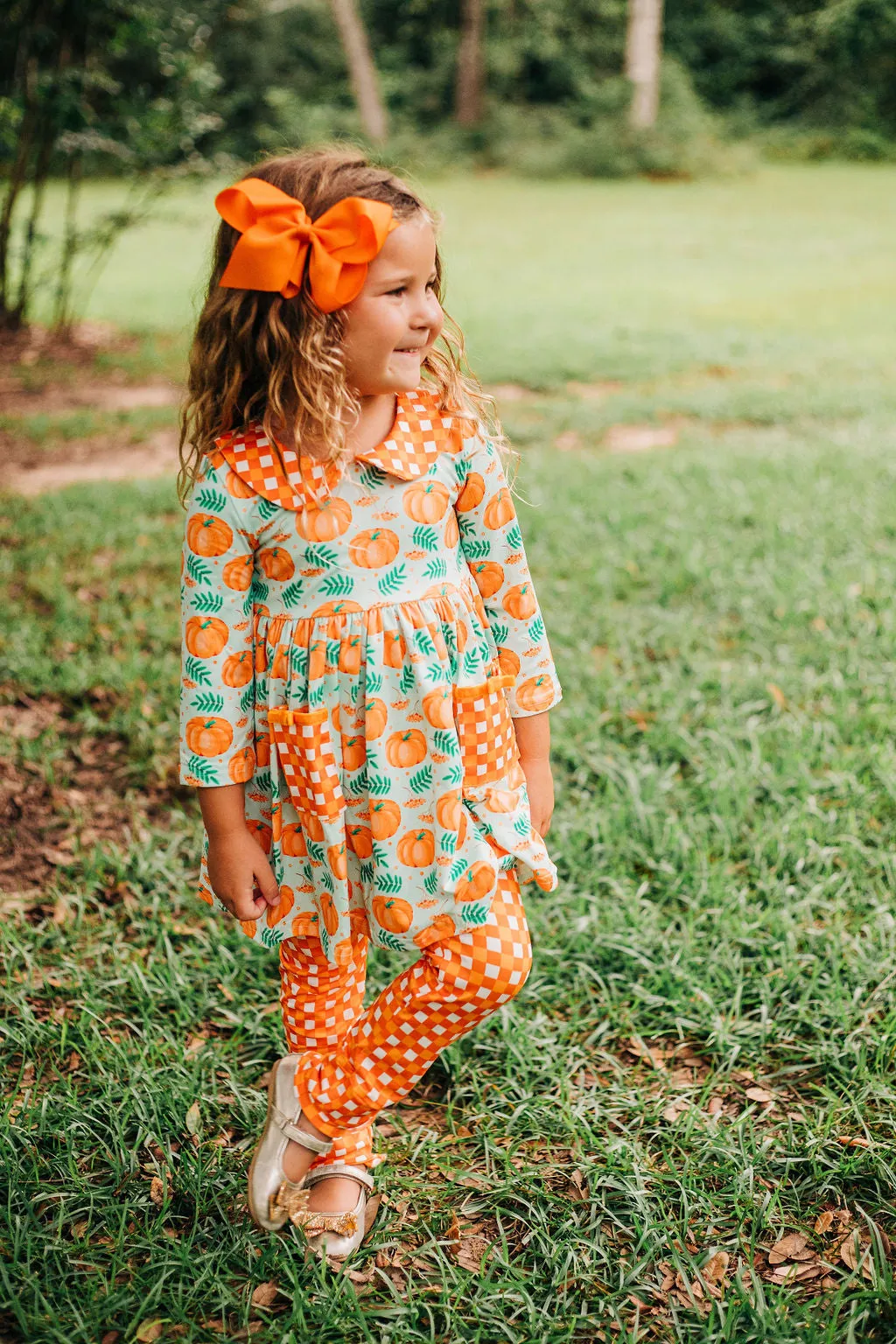 Orange Gingham Leggings