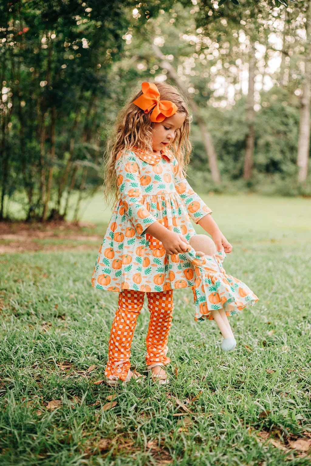 Orange Gingham Leggings