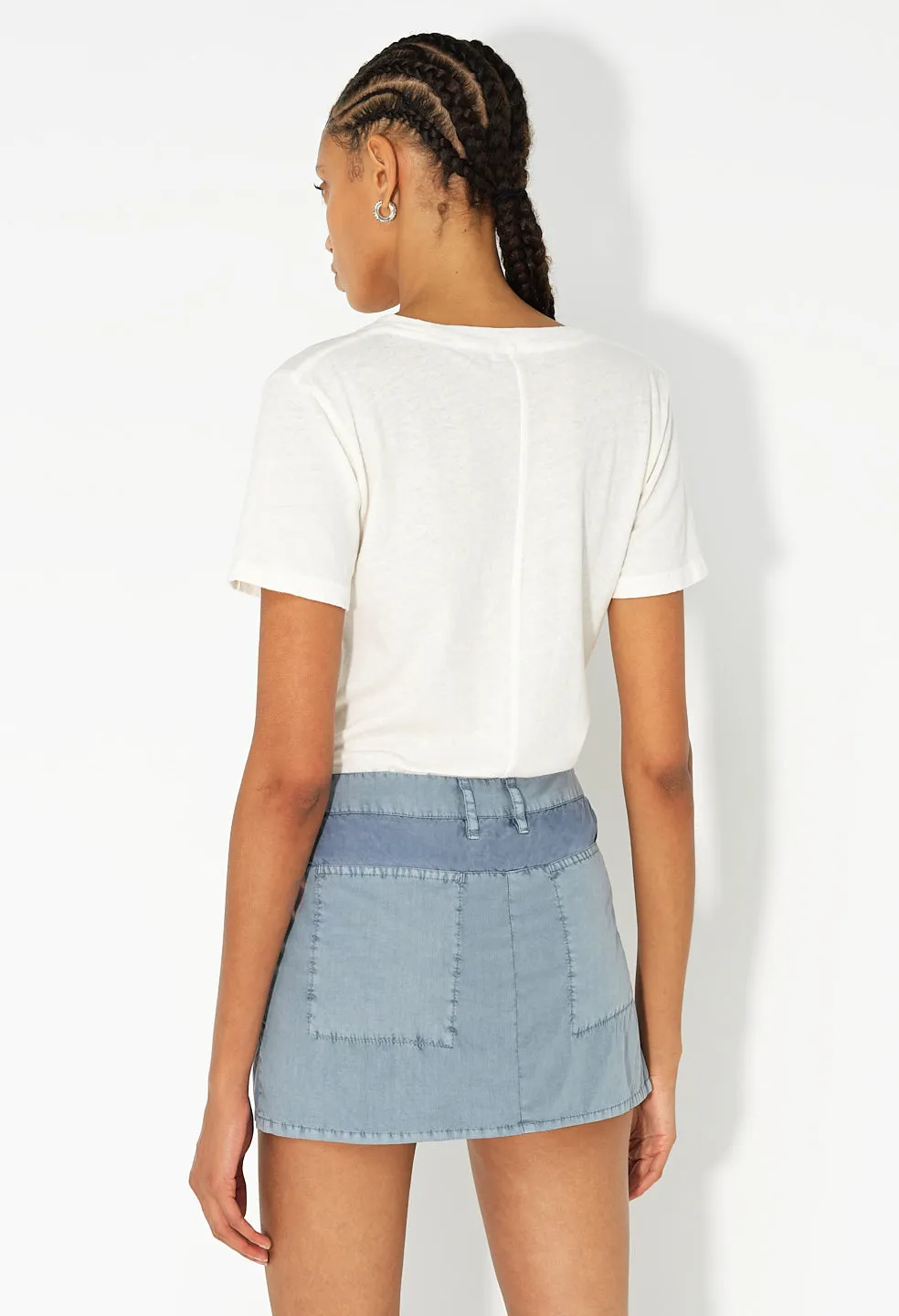 Paneled Utility Mini Skirt / Washed Navy