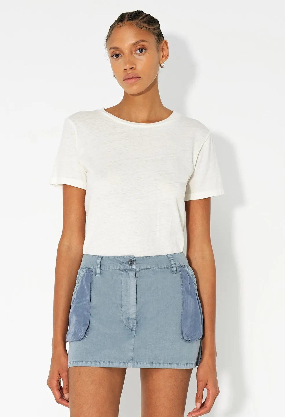 Paneled Utility Mini Skirt / Washed Navy