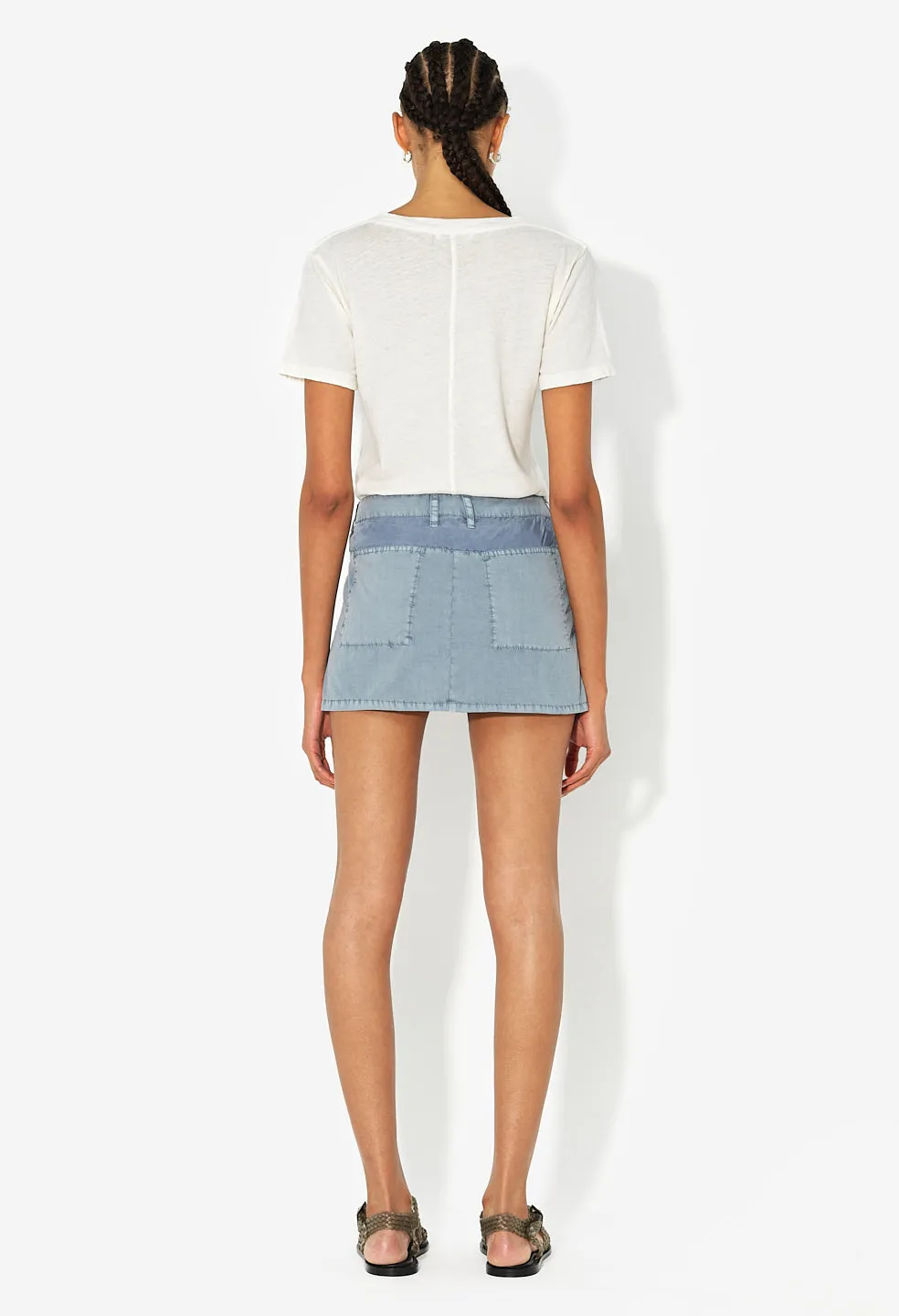 Paneled Utility Mini Skirt / Washed Navy