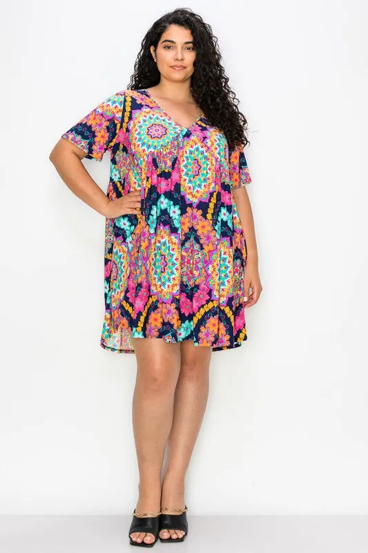 Pretty Navy Paisley Dress