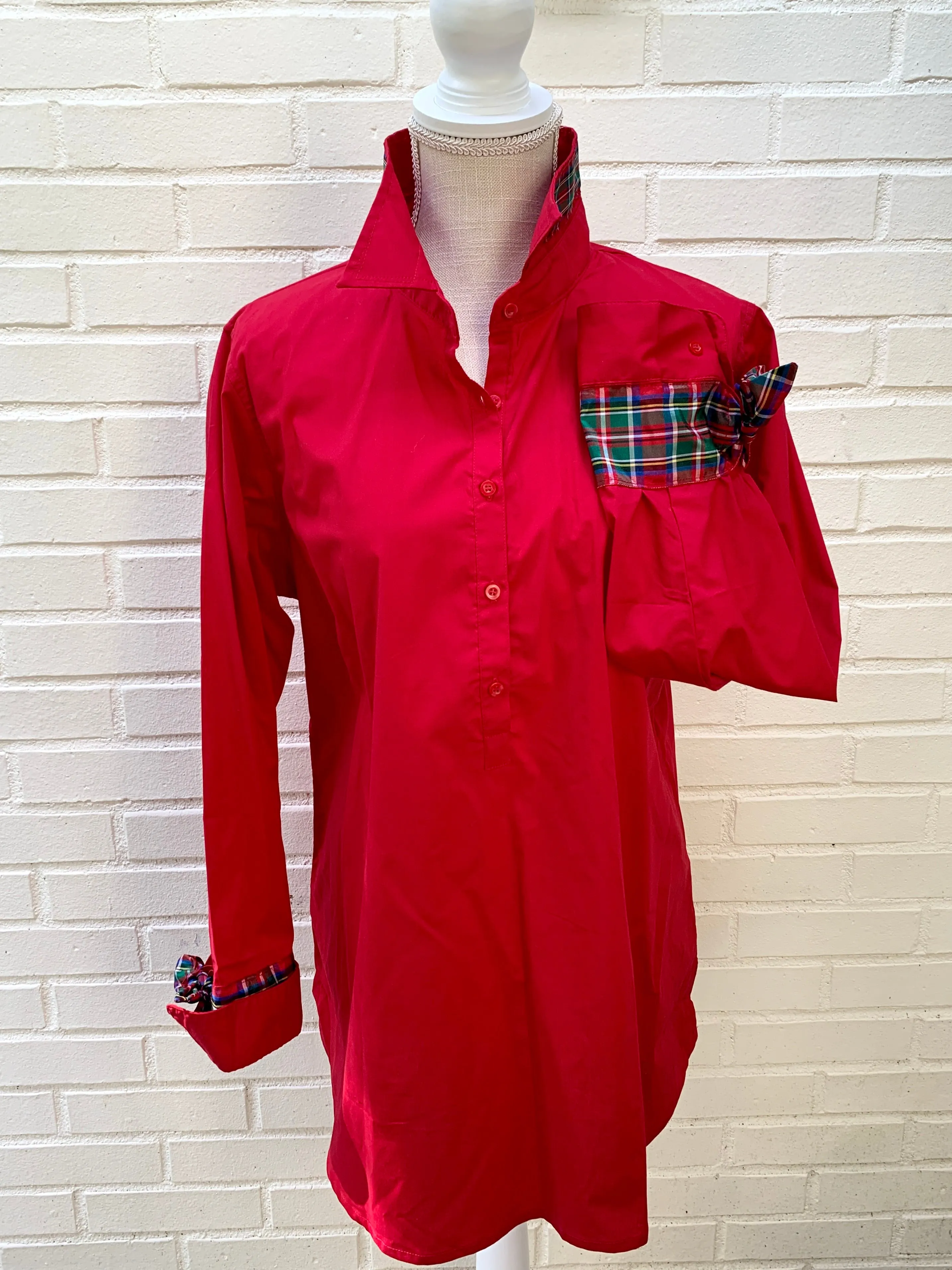 Sandy Popover Holiday Ribbon Tie Tunic (TP14)