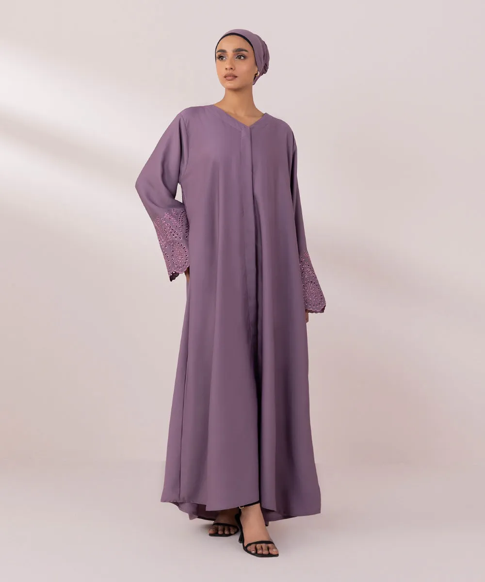 Schiffli Embroidered Abaya Set