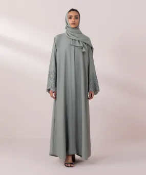 Schiffli Embroidered Abaya Set