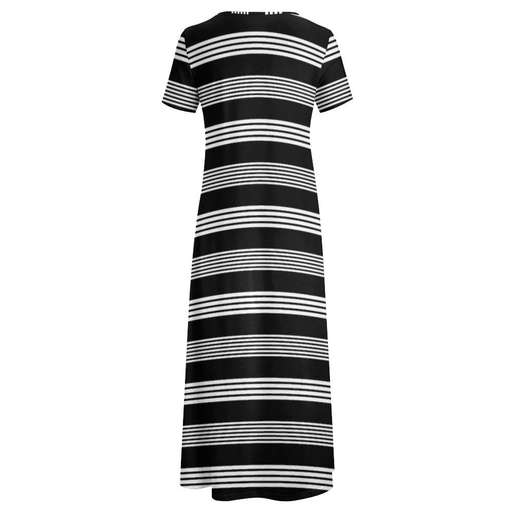 Short Sleeve Round-Neck Long Dress Round neck short sleeve dress