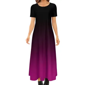 Short Sleeve Round-Neck Long Dress Round neck short sleeve dress