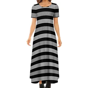 Short Sleeve Round-Neck Long Dress Round neck short sleeve dress