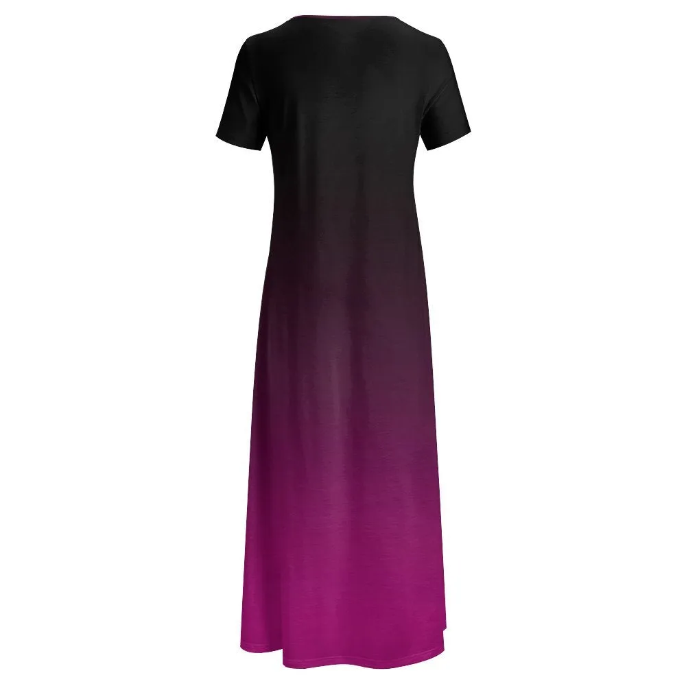 Short Sleeve Round-Neck Long Dress Round neck short sleeve dress