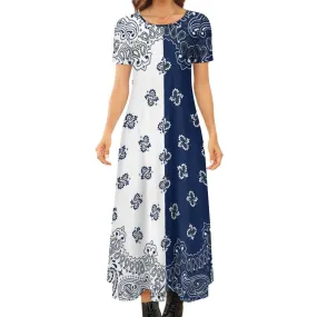 Short Sleeve Round-Neck Long Dress Round neck short sleeve dress