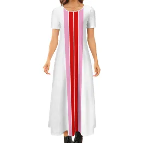 Short Sleeve Round-Neck Long Dress Round neck short sleeve dress