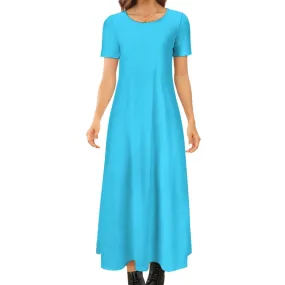 Short Sleeve Round-Neck Long Dress Round neck short sleeve dress