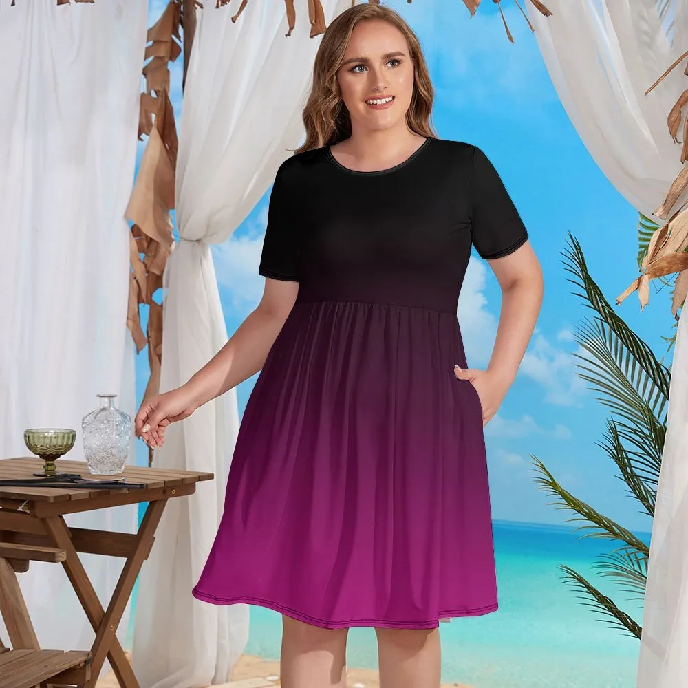 Short-Sleeve Swing Dress with Pockets (NZ034) dress