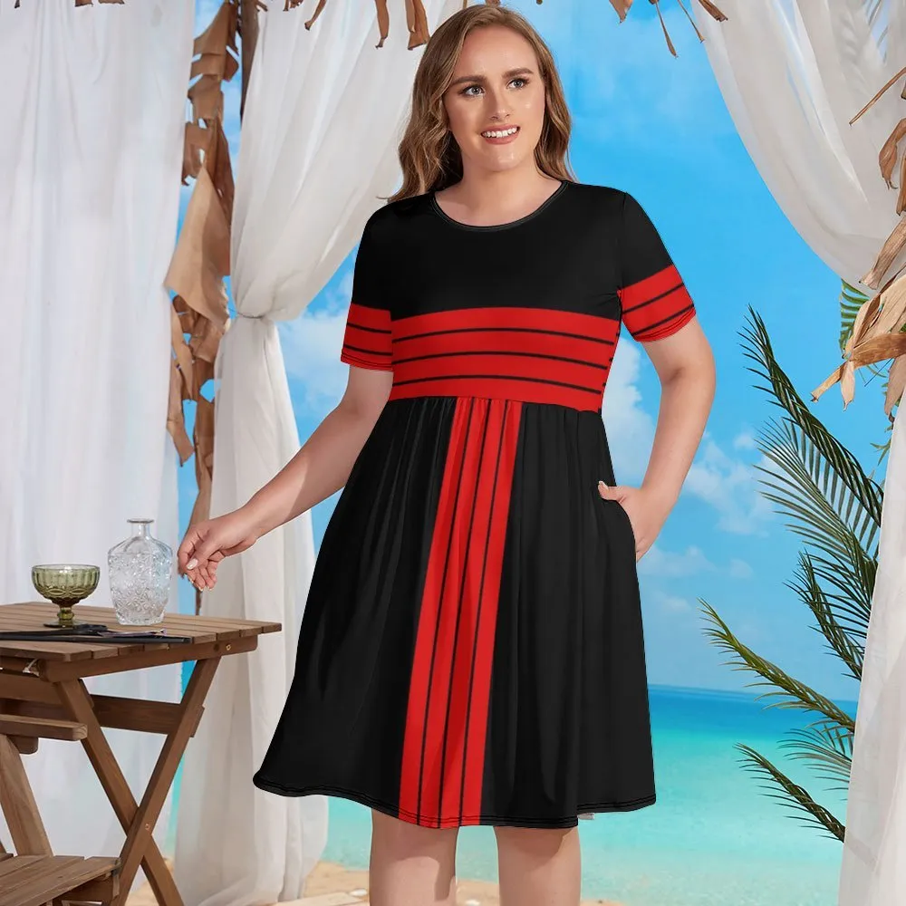 Short-Sleeve Swing Dress with Pockets (NZ034) dress