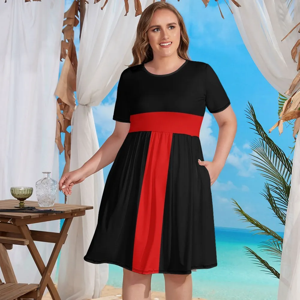 Short-Sleeve Swing Dress with Pockets (NZ034) dress