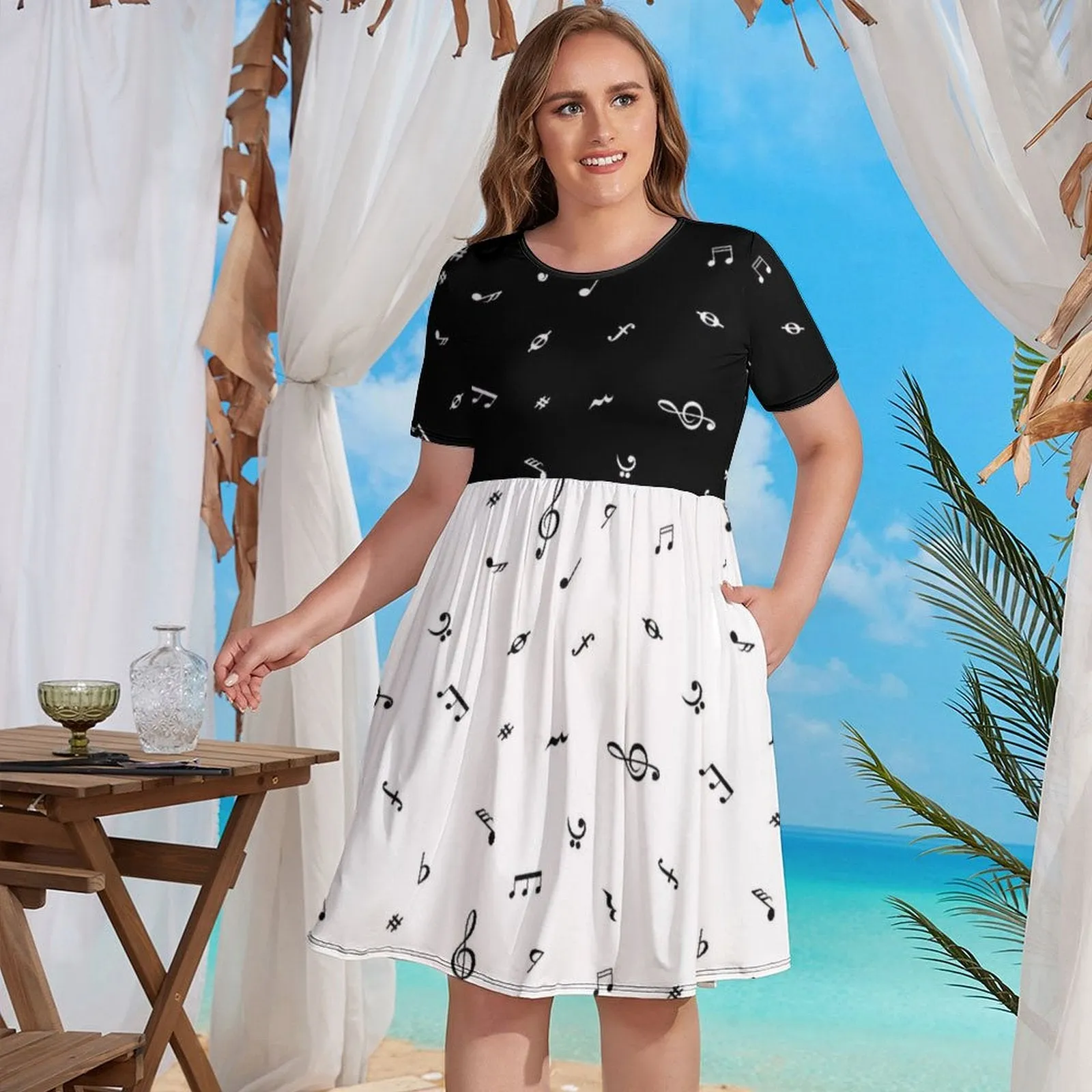 Short-Sleeve Swing Dress with Pockets (NZ034) dress