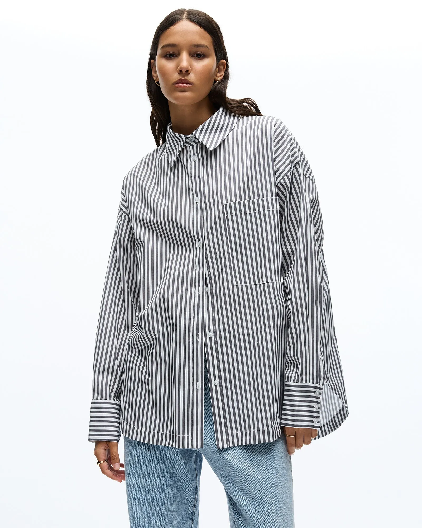 SLOANE SHIRT - SMOKE STRIPE