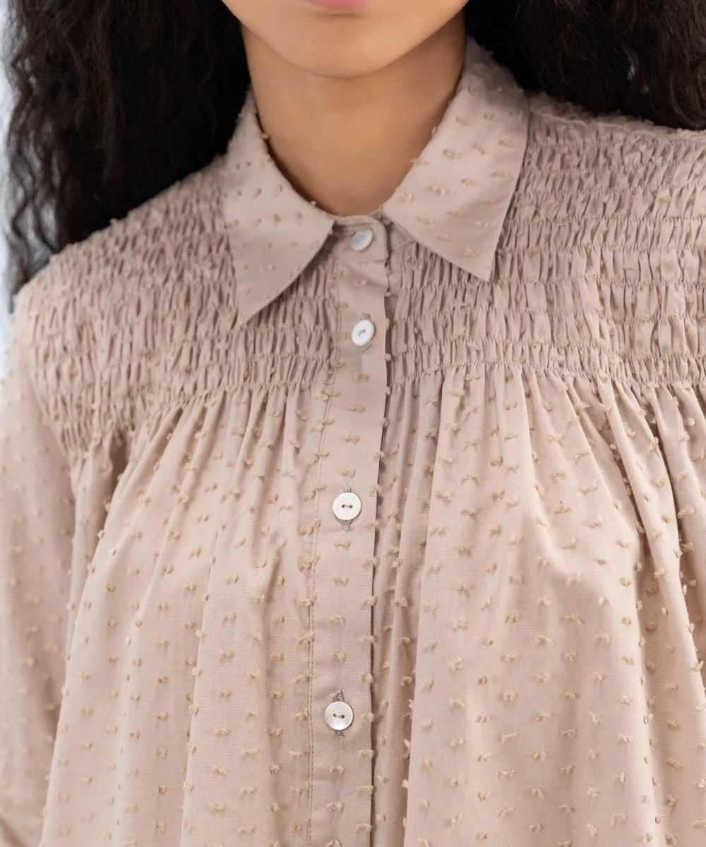 Smocked Jacquard Top