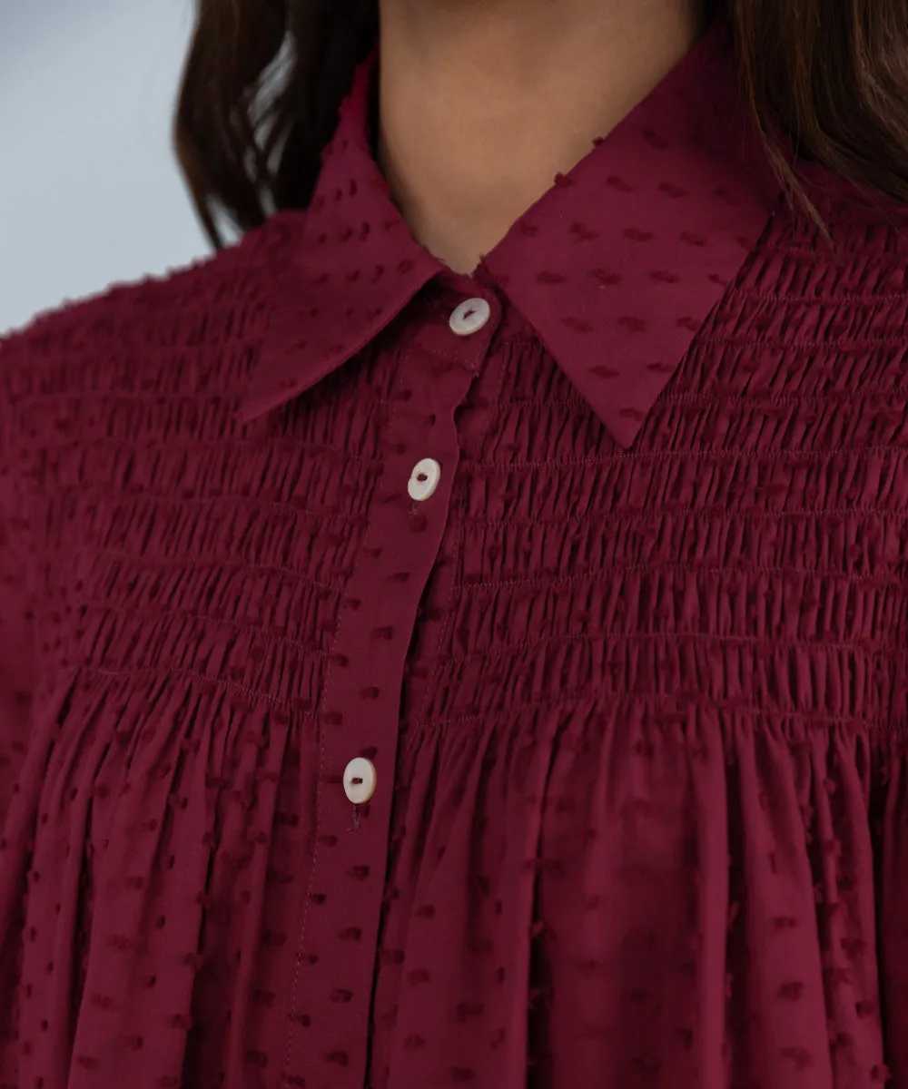 Smocked Jacquard Top