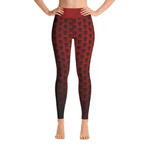 Soft Goth Leggings / Goth Yoga Pants / Red Goth Leggings Outfit With Inside Pocket / Skull Leggings