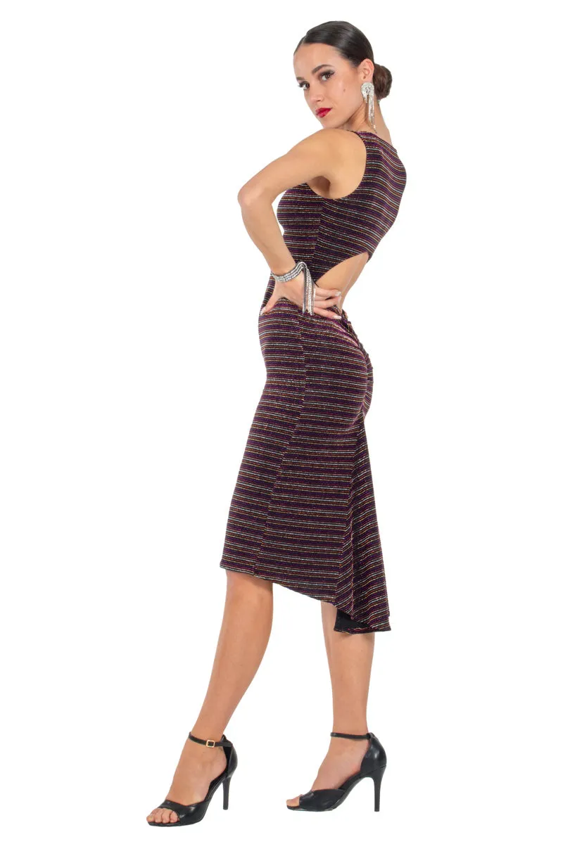 Sparkling Striped Keyhole Back Fishtail Dress