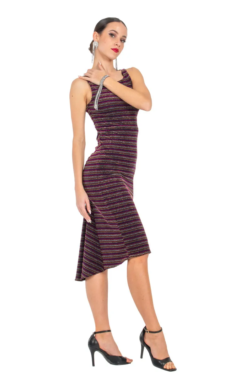 Sparkling Striped Keyhole Back Fishtail Dress