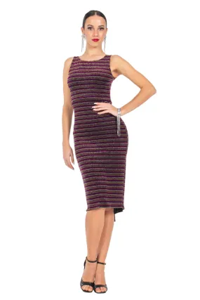 Sparkling Striped Keyhole Back Fishtail Dress