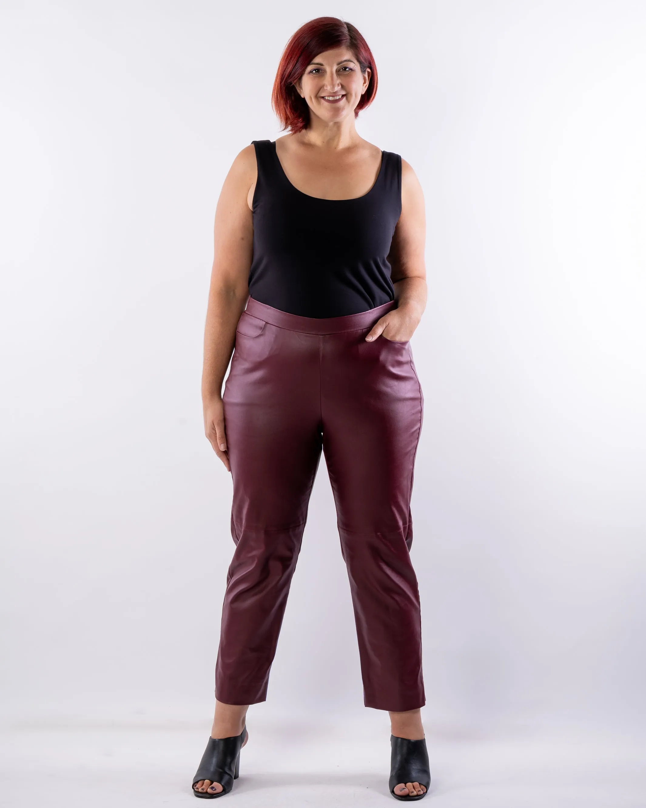 The Wild One Straight Leg Pleather Pant - Wine