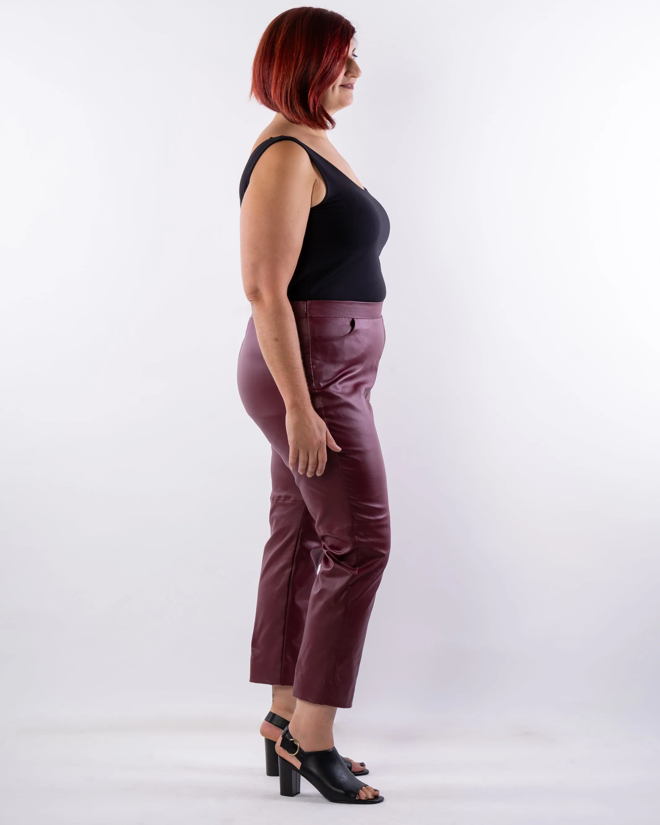 The Wild One Straight Leg Pleather Pant - Wine