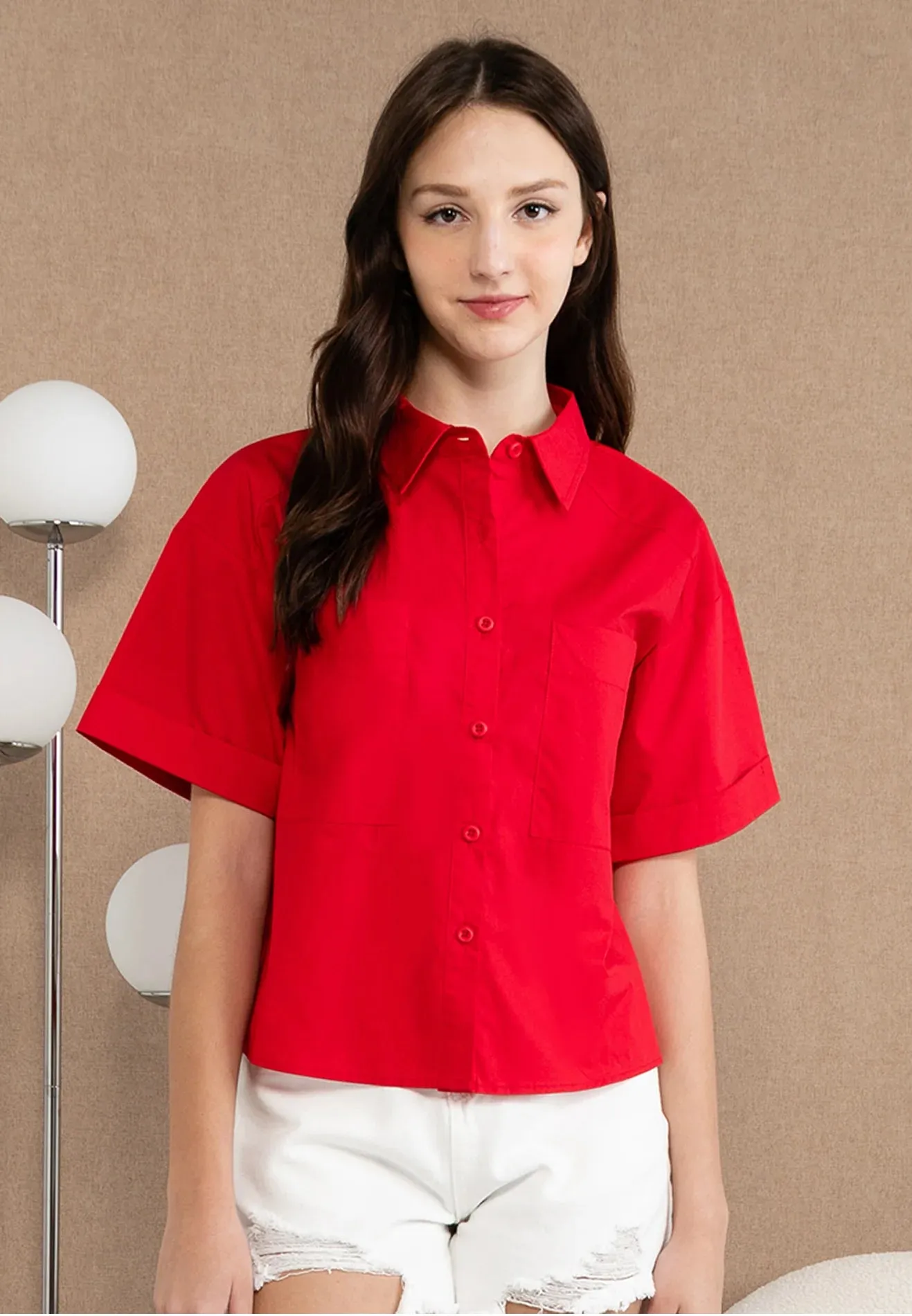 VOIR JEANS Collar Neck Double Front Pockets Shirt