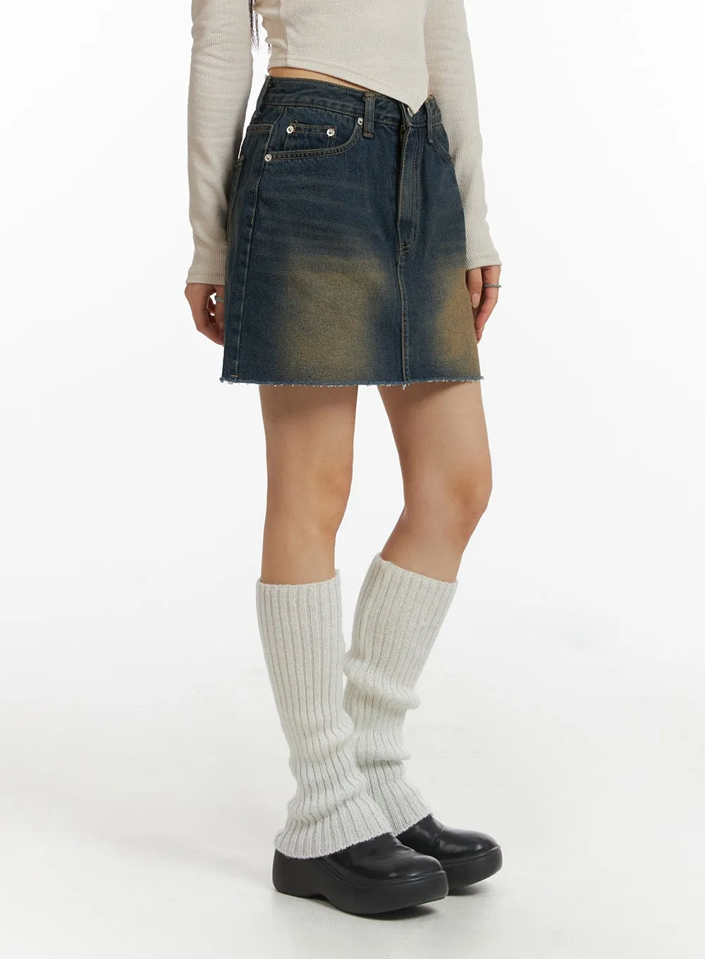 Washed Denim Mini Skirt CJ416