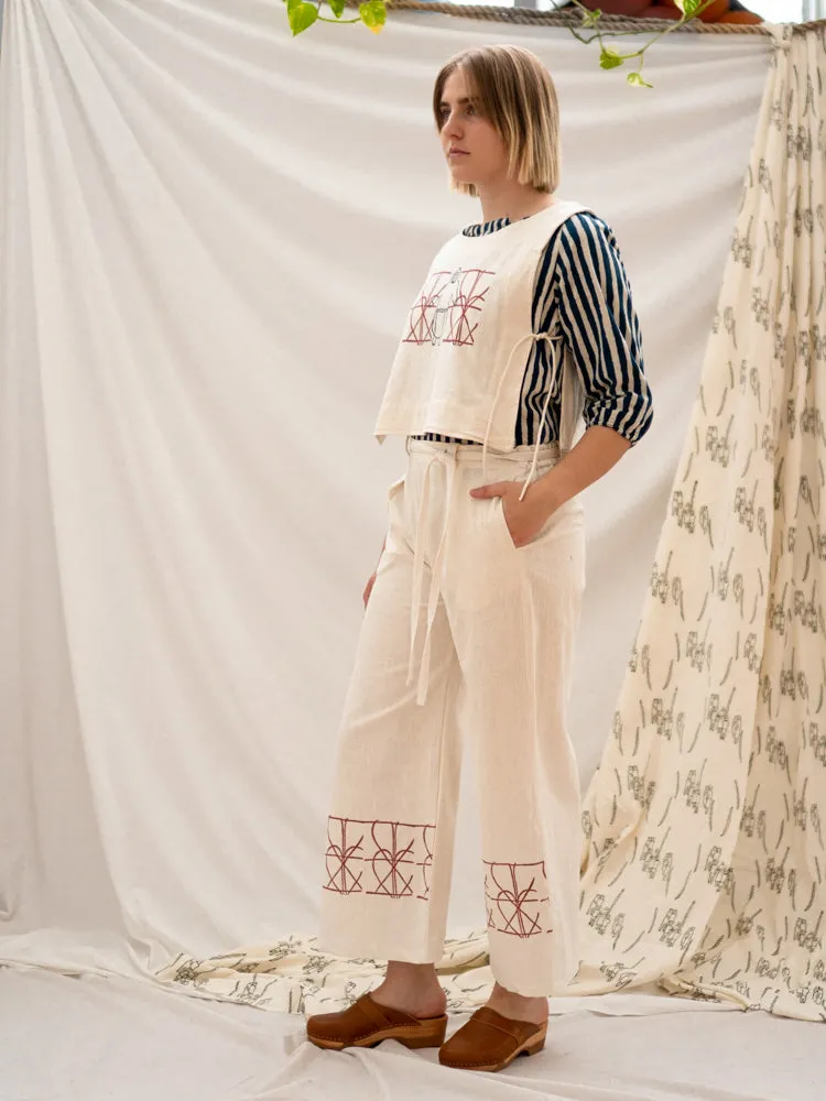 Wide Leg Pants - Fence Print