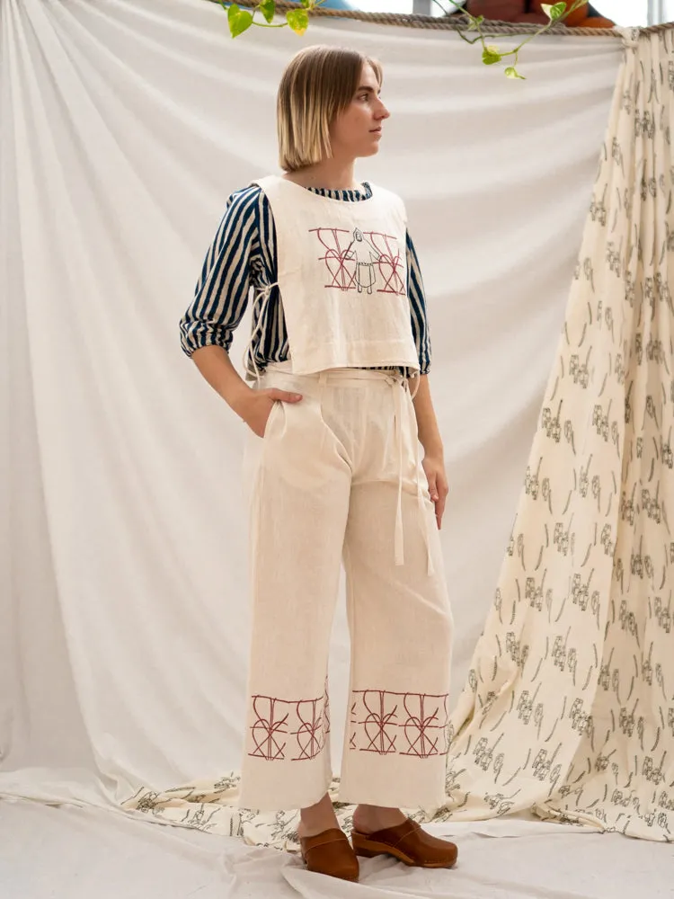 Wide Leg Pants - Fence Print