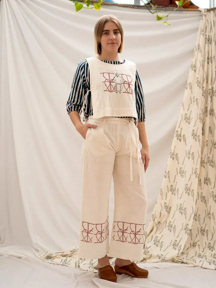 Wide Leg Pants - Fence Print