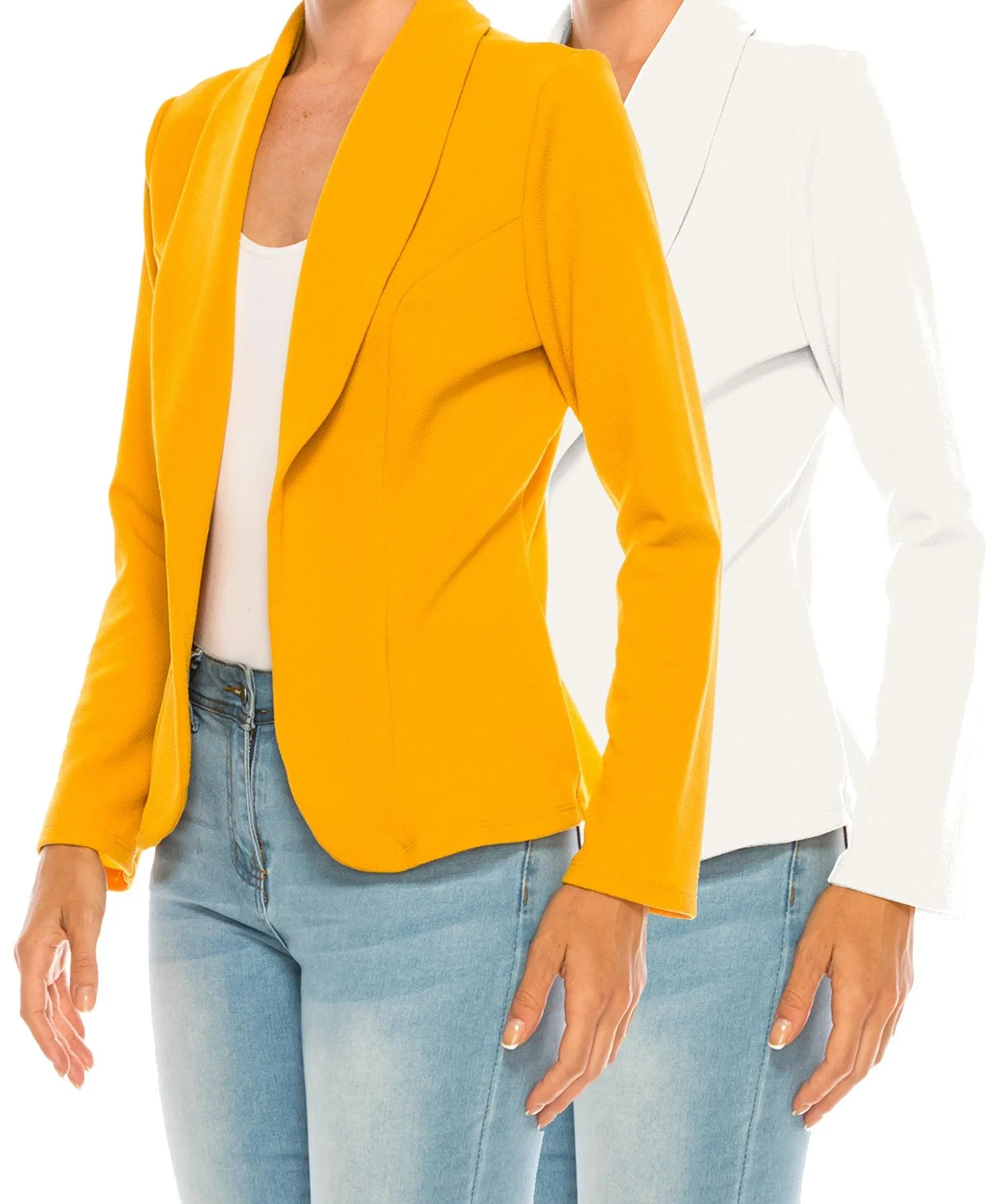 Women's Casual Solid Office Work Long Sleeve Fitted Open Front Blazer Jacket Pack of 2