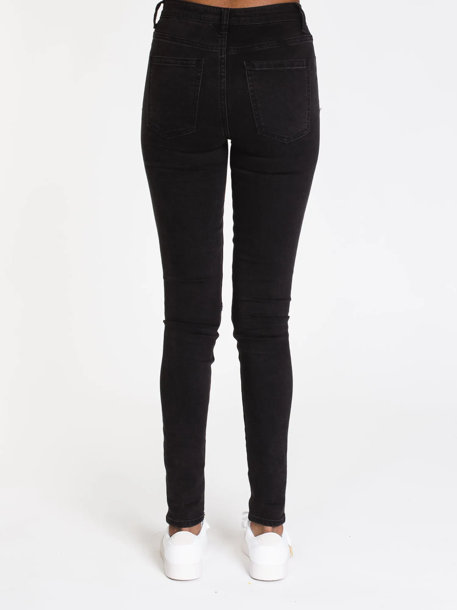 WOMENS HI-RISE SKINNY DENIM - BLACK - CLEARANCE