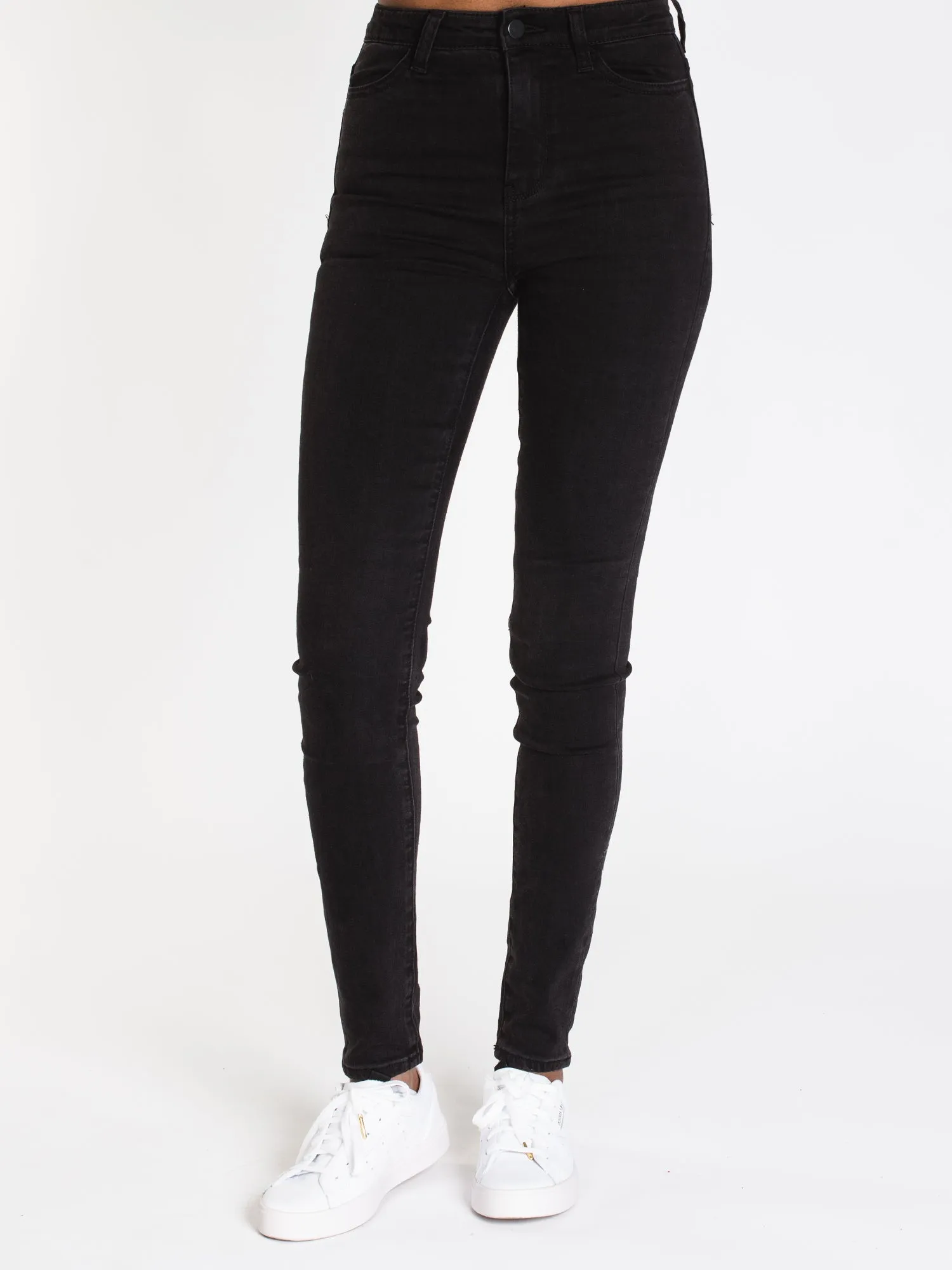 WOMENS HI-RISE SKINNY DENIM - BLACK - CLEARANCE